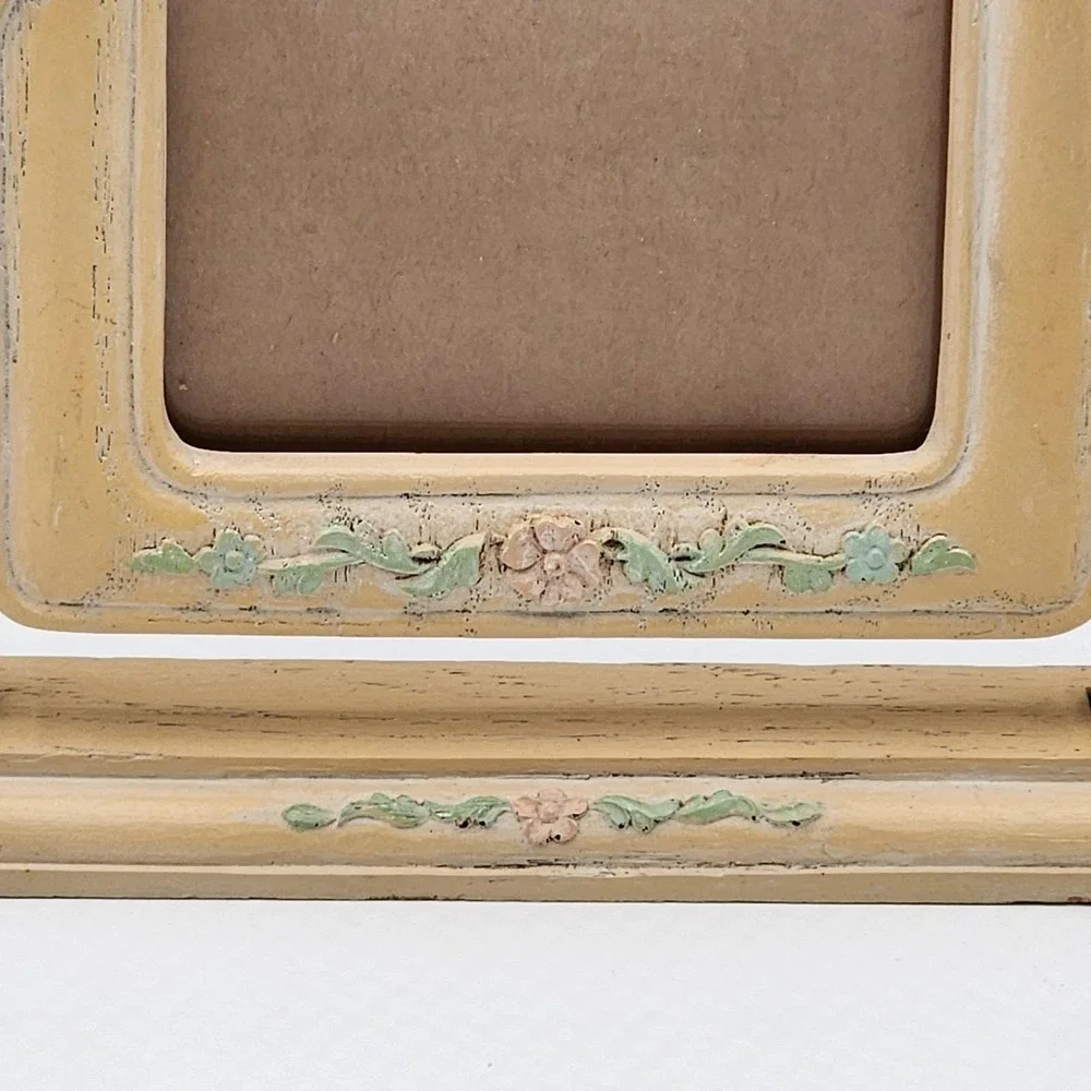 Vintage Distressed Swivel Picture Frame Ornate Floral Wood Frame Shabby Chic